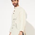 Men wearing Swastik Printed Cotton Short Kurta
