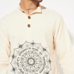 Gayatri Mantra Sanskrit print on cotton khadi short kurta for men