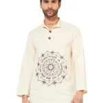 Gayatri Mantra Printed Cotton Short Kurta for Men – Loose Fit Ethnic Wear