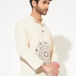 Gayatri Mantra Printed Cotton Short Kurta for Men for puja and meditation