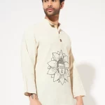 Buddha Printed Cotton Short Kurta for Men for meditation and yoga