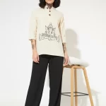 Ganpati Printed Cotton Short Kurta for Women for puja and festive wear