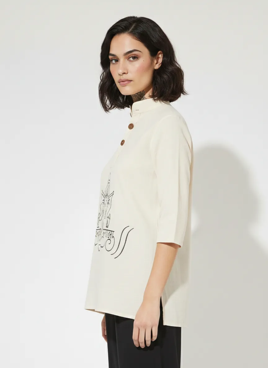 ganpati (5) Women’s Ganpati printed short kurta with 3/4 sleeves