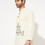 Breathable cotton khadi fabric Ganpati short kurta for men