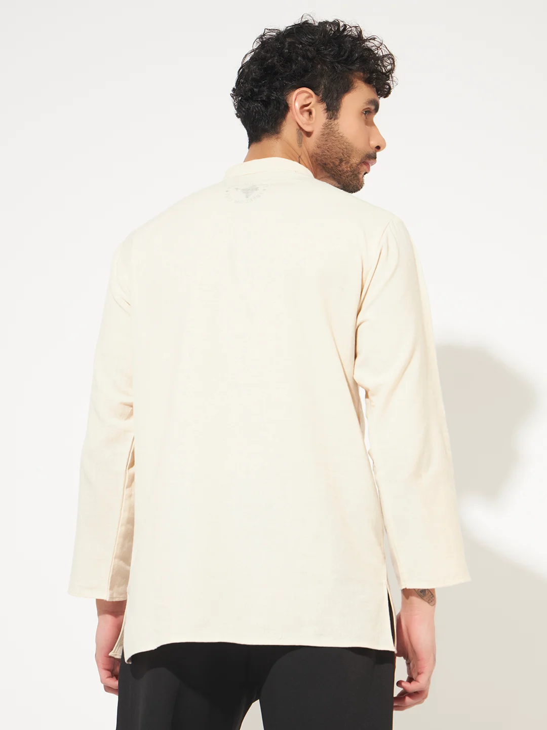 krishna men kurta back Handmade cotton khadi kurta with wooden buttons