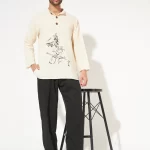 Oversize loose fit Shri Ram cotton short kurta for men
