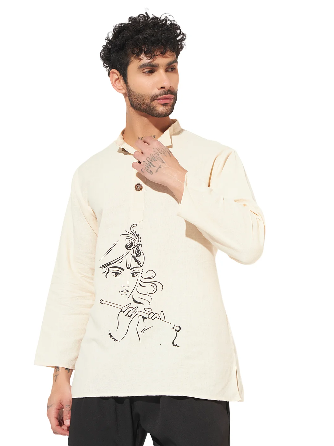 krishna men kurta main Krishna cotton short kurta for men Difneez