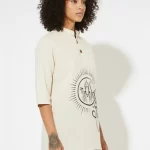 Shri Ram motif print on cotton khadi short kurta for women