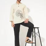 Oversize loose fit Shri Ram cotton short kurta for men