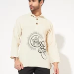 Shri Ram Printed Cotton Short Kurta for Men – Loose Fit Ethnic Wear